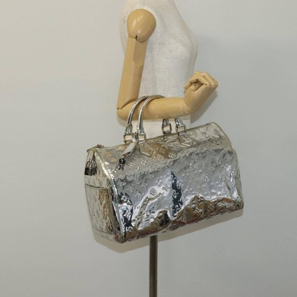 LOUIS VUITTON Monogram Miroir Speedy 35 Hand Bag Silver M95786 LV Auth 106317A - Picture 12 of 15